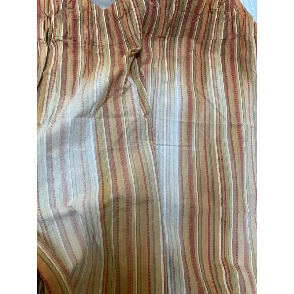 Park B Smith Tuscany striped orange tab top drapery panels cotton embroidered 83